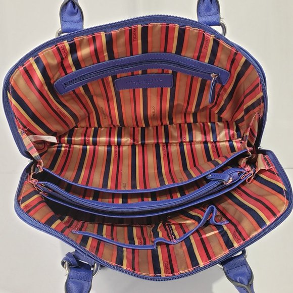 Tignanello Gorgeous Dark Blue Leather Handbag Satchel, Classic Shape and Color - Picture 13 of 13